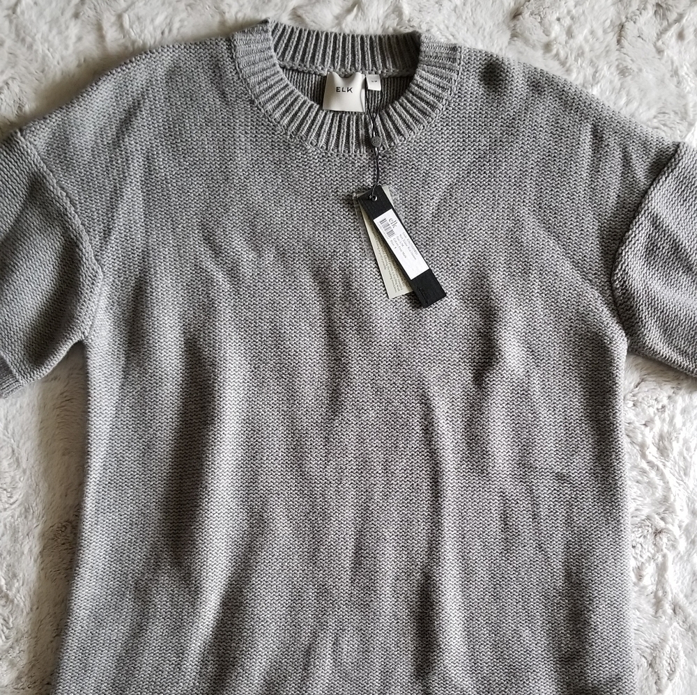 Elk Melbourne Australia Reis Grey Marle Knit‎ Wool Blend Sweater NWT S/M